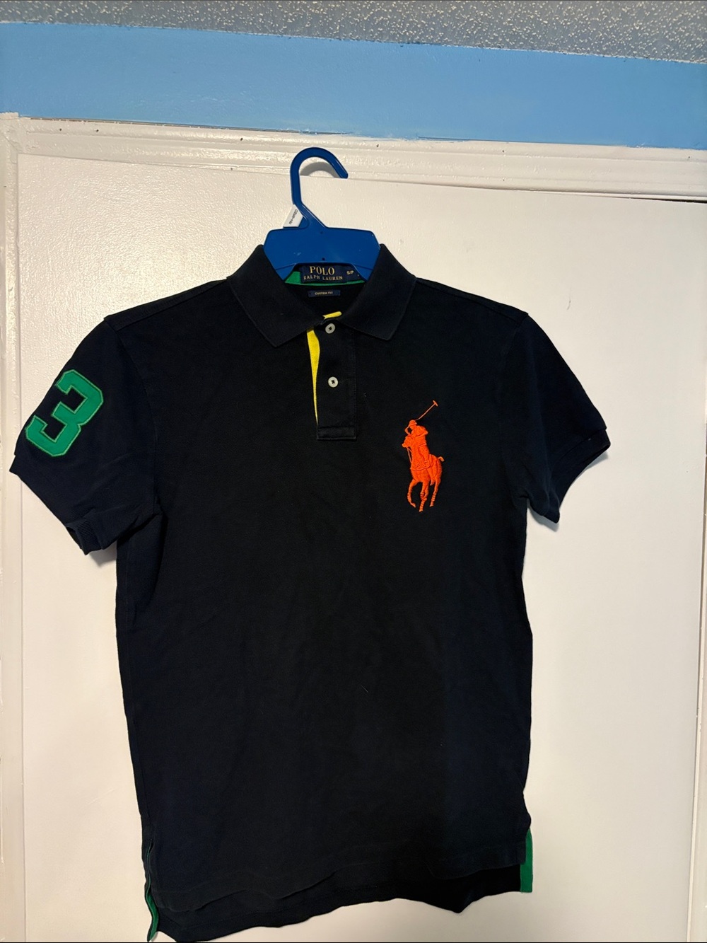 Polo by Ralph Lauren Navy Short-Sleeve Polo with Orange Pony & Green Accents